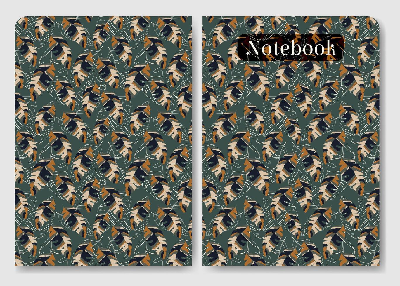 Abstract template for diary cover. Abstract art leaves notebook paper. Book cover vector