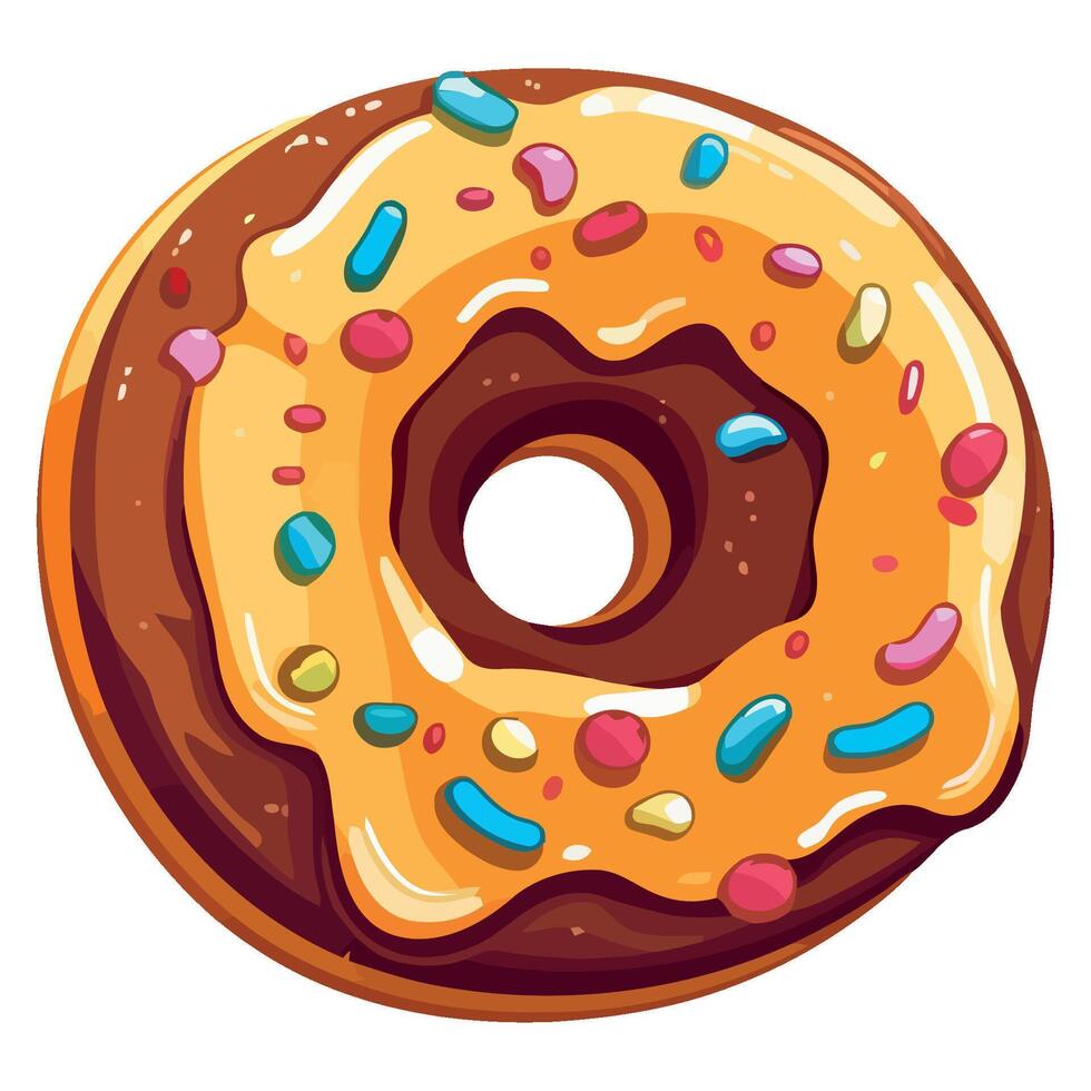 A donut with sprinkles on top is shown vector