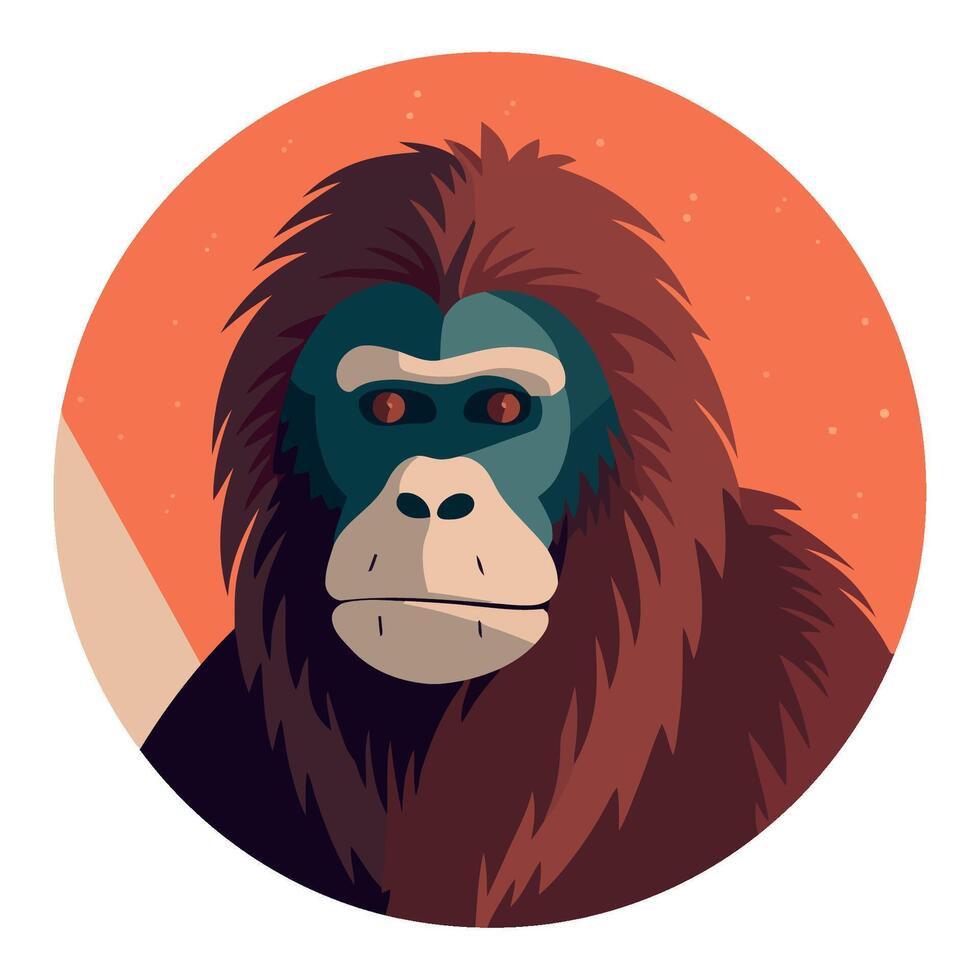 A cartoon gorilla with a red background vector