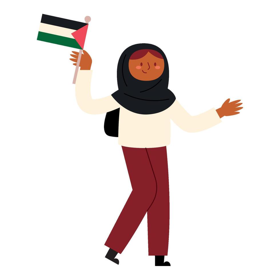 Jordanian girl holding flag of palestine vector
