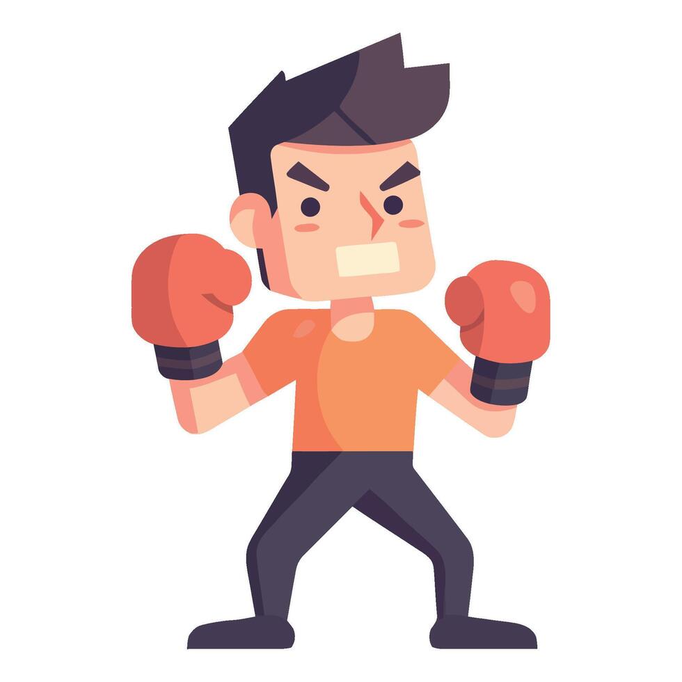 A cartoon man with boxing gloves on his hands vector