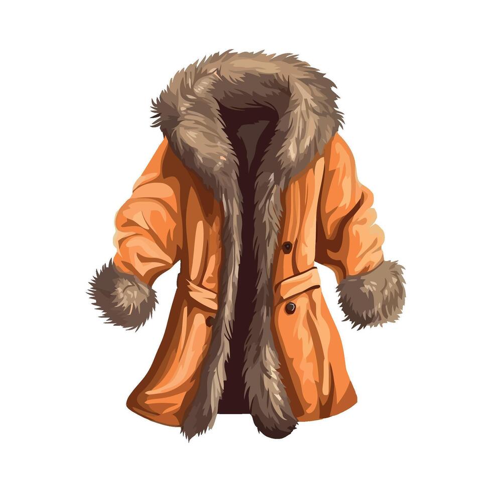 An orange coat with fur collar vector