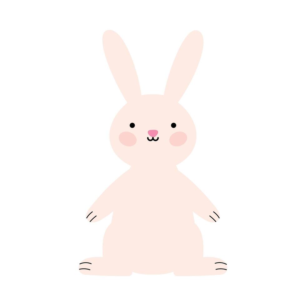 A cute bunny with pink eyes and pink ears vector