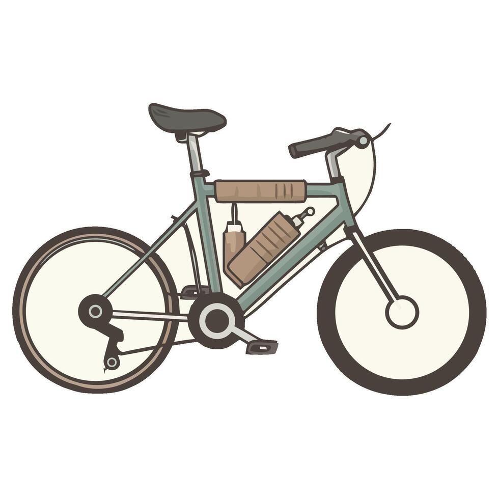 A bicycle with a bottle on the front and a bottle holder on the back vector
