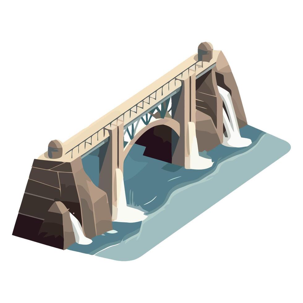 An illustration of a bridge over a river vector