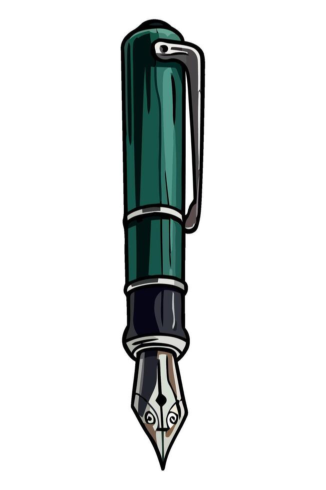 A green fountain pen on a white background vector