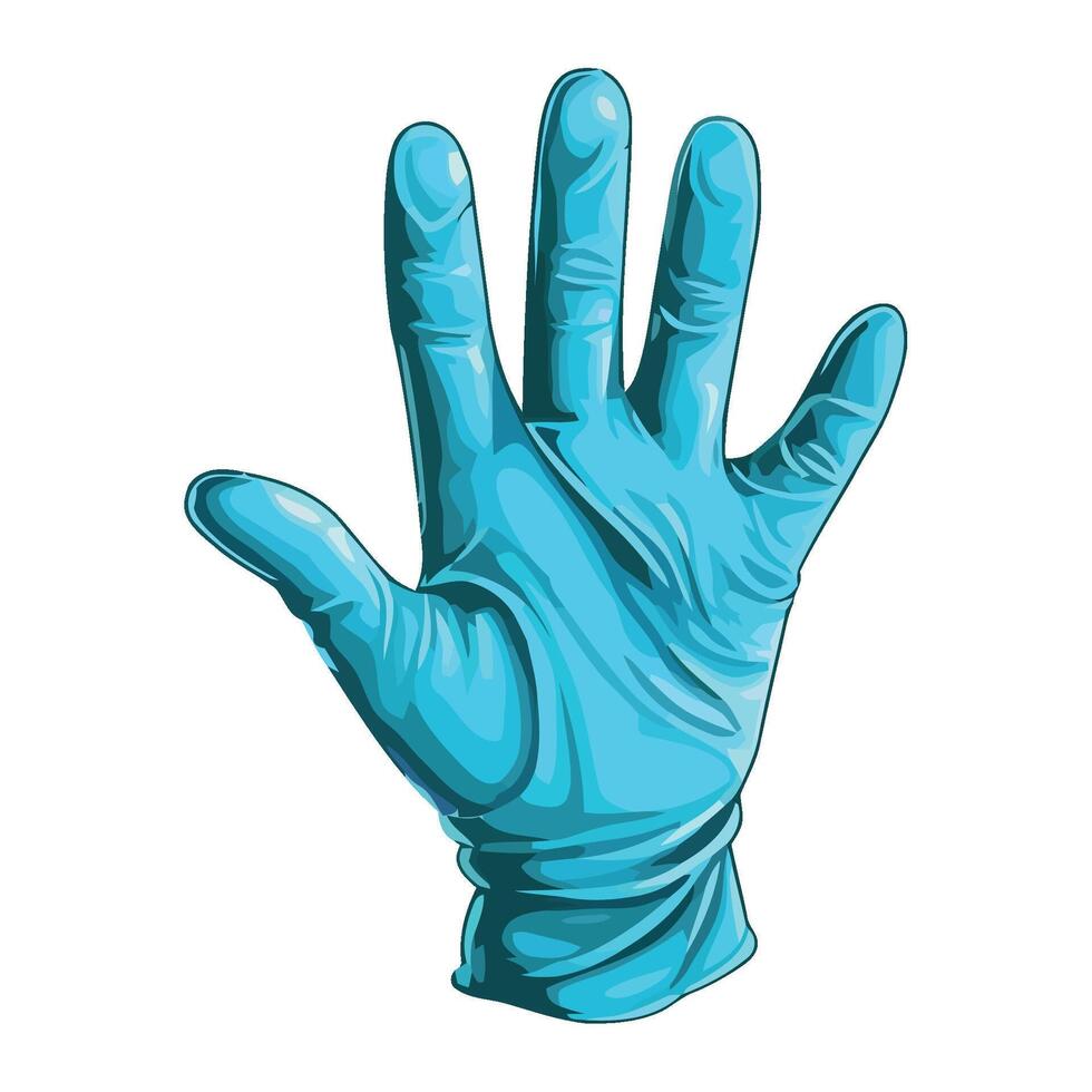 Blue latex glove on white background vector