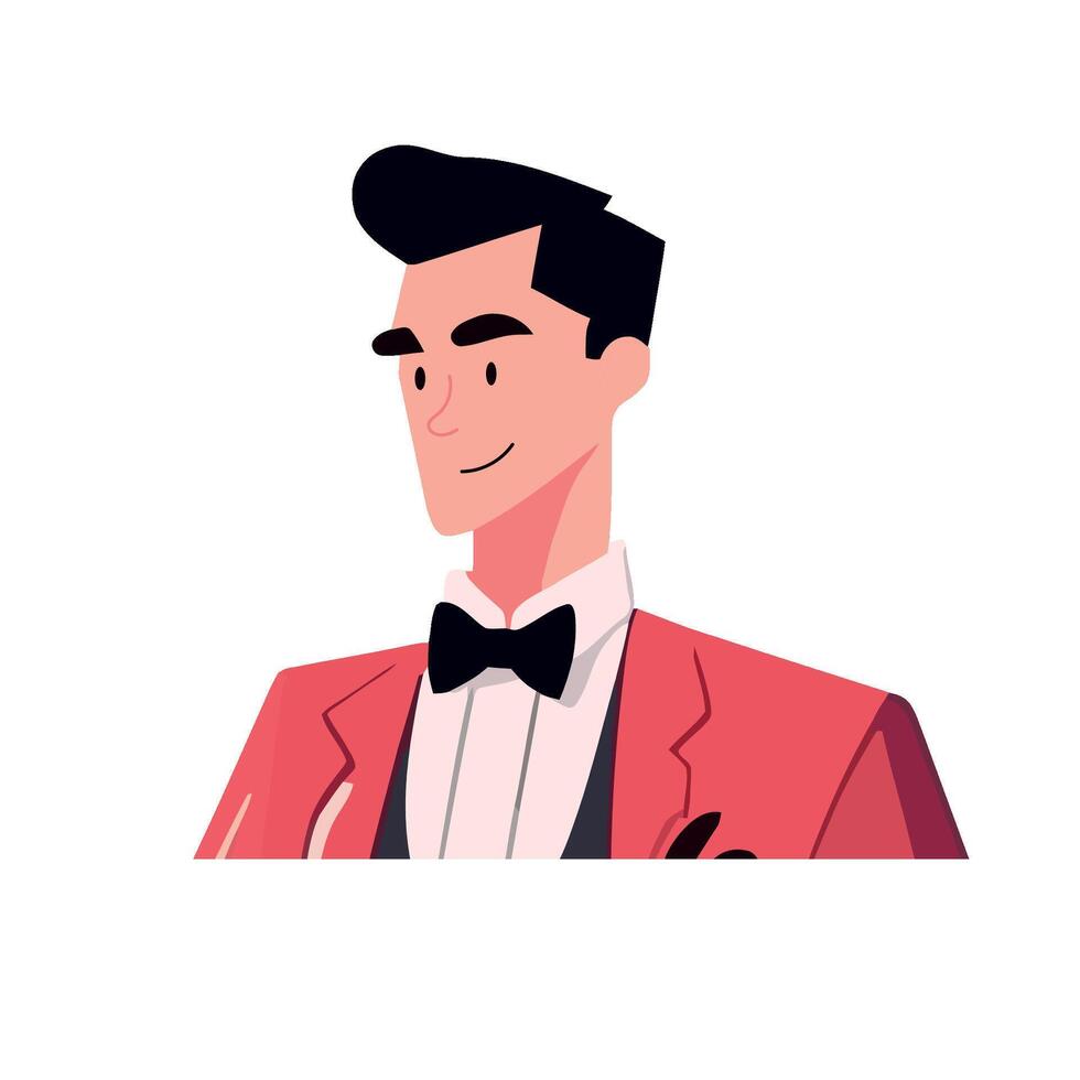 A cartoon man in a pink suit and bow tie vector