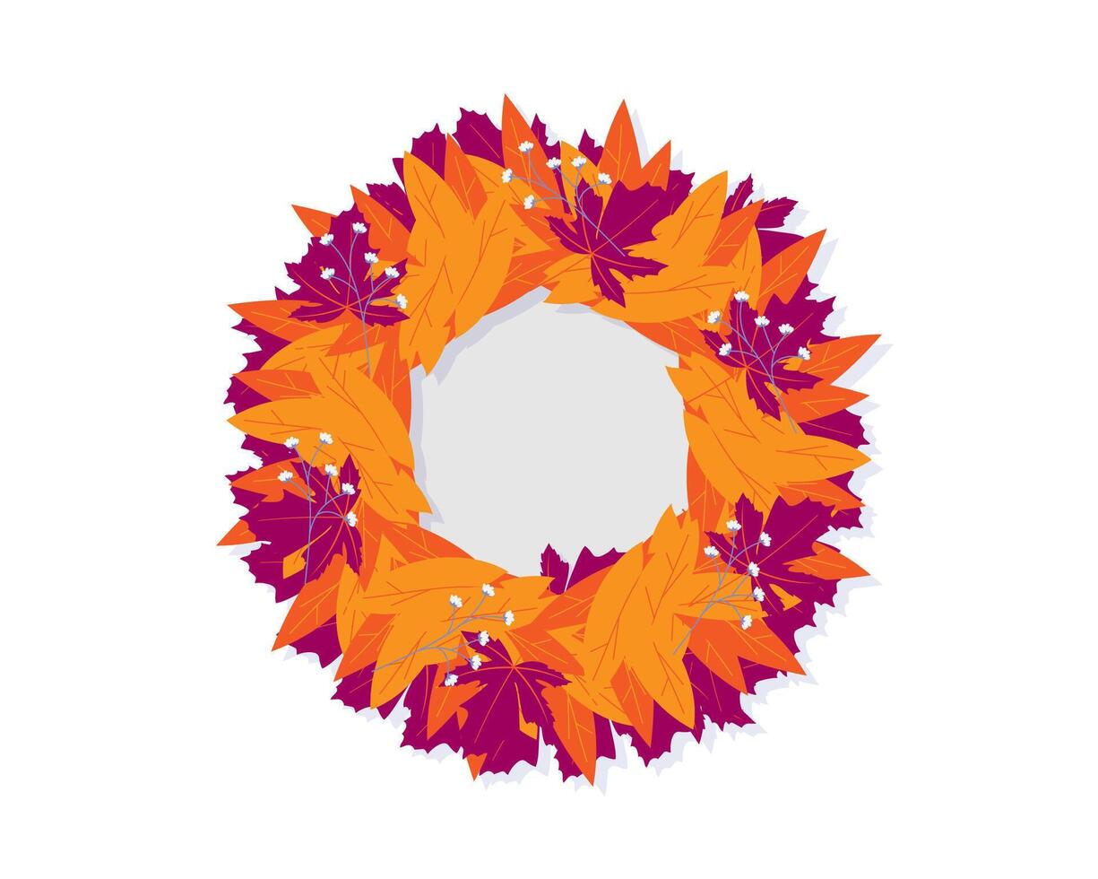 autumn floral wreath decorations vector