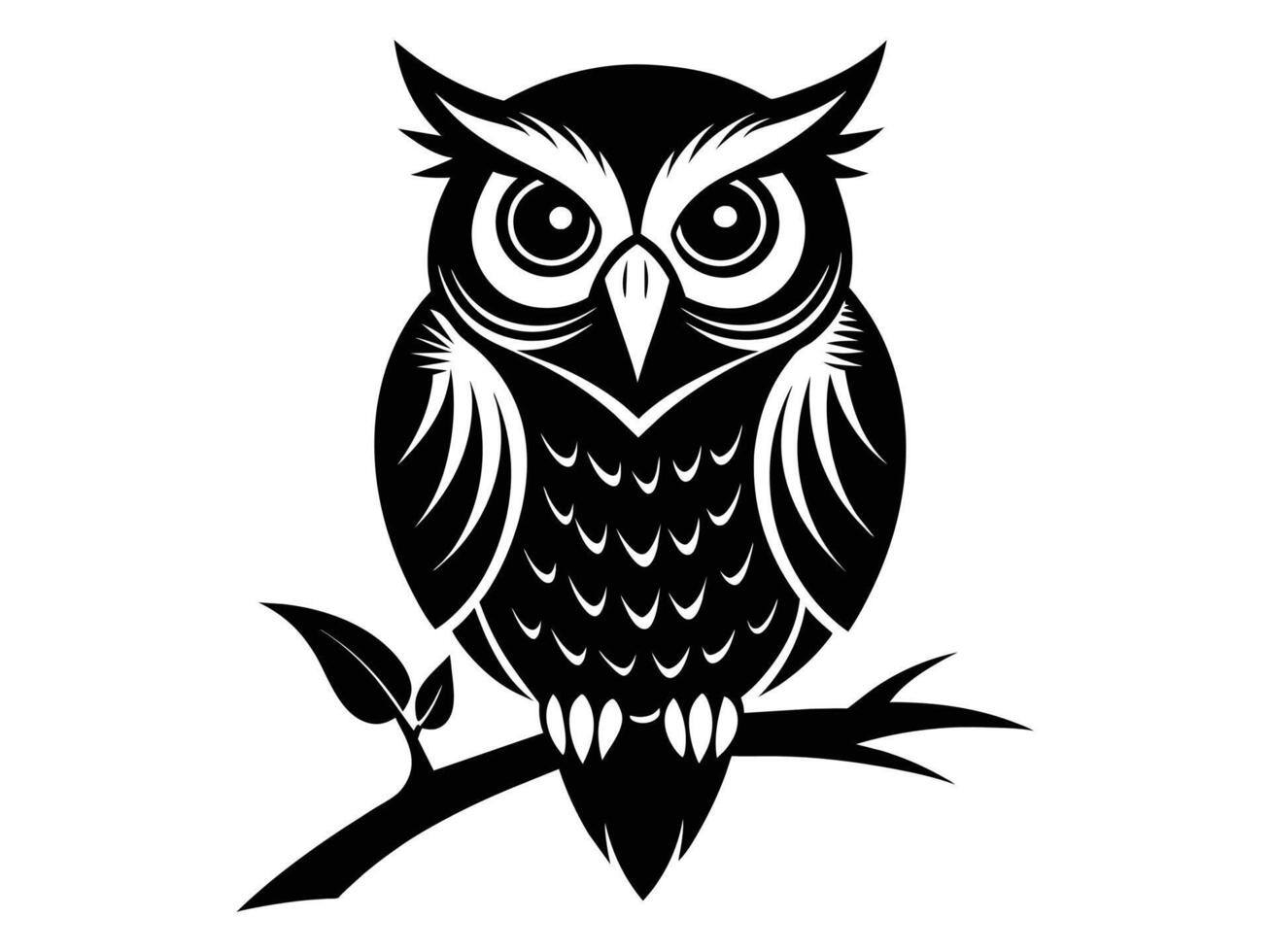 Branch owl silhouette vector