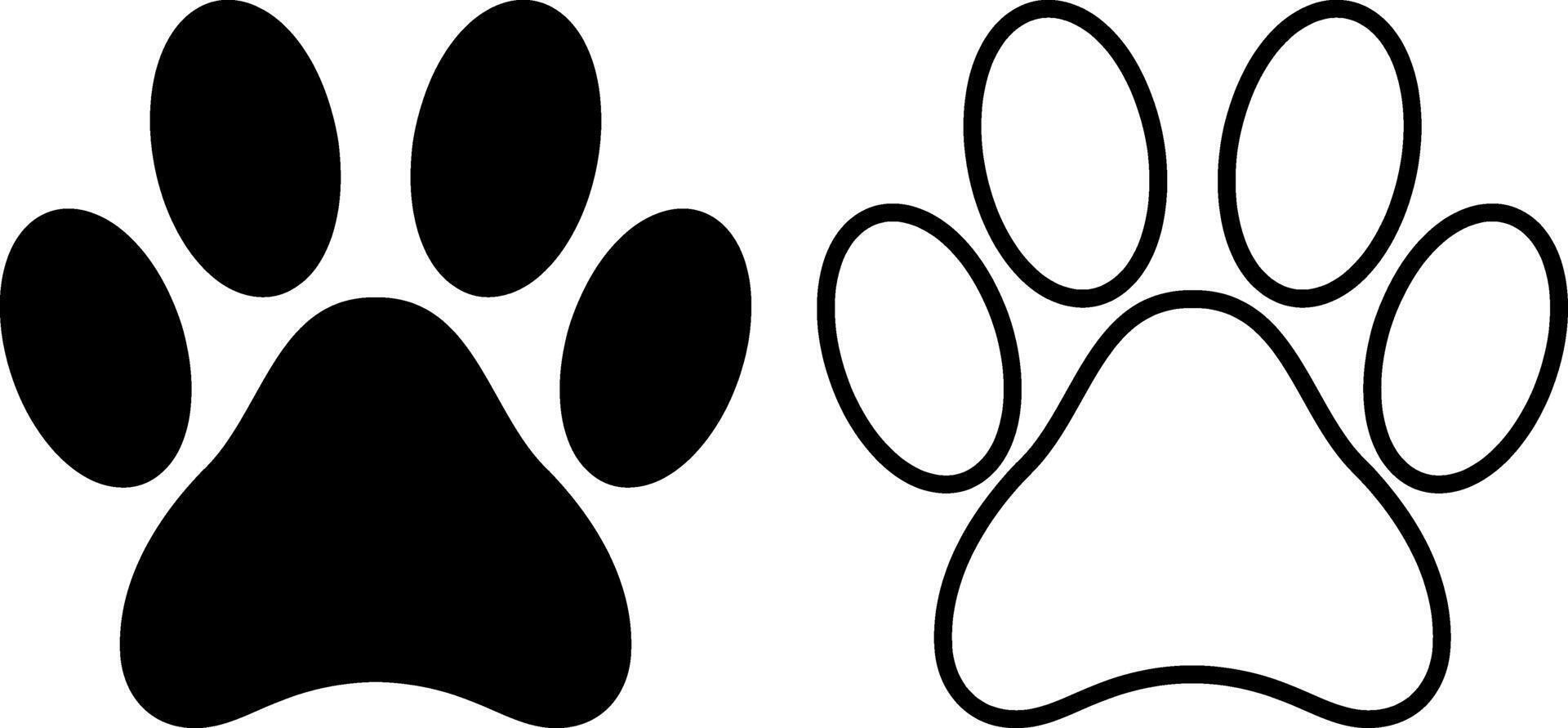 Silhouette dog Paw print icon Set vector
