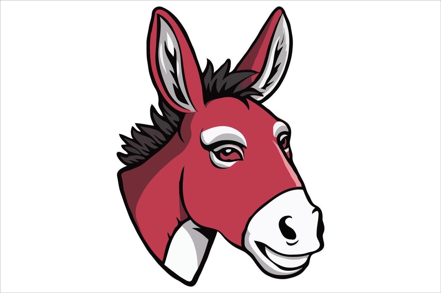 Donkey Head Illustration on White Background for Design vector