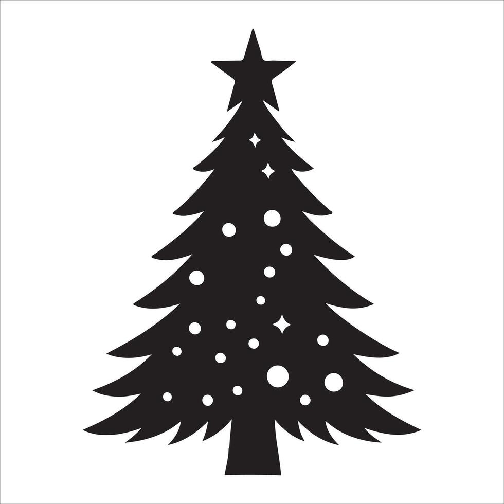 Elegant Christmas Tree Silhouette with Stars vector