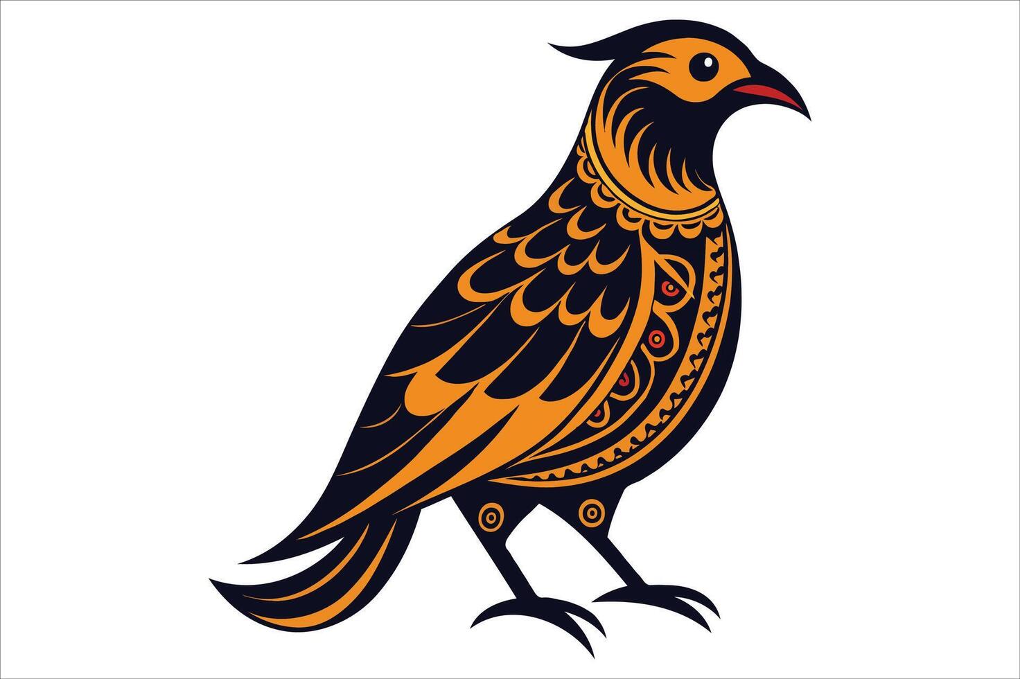 Vibrant Bird Illustration with Red Beak and Blue Feathers vector