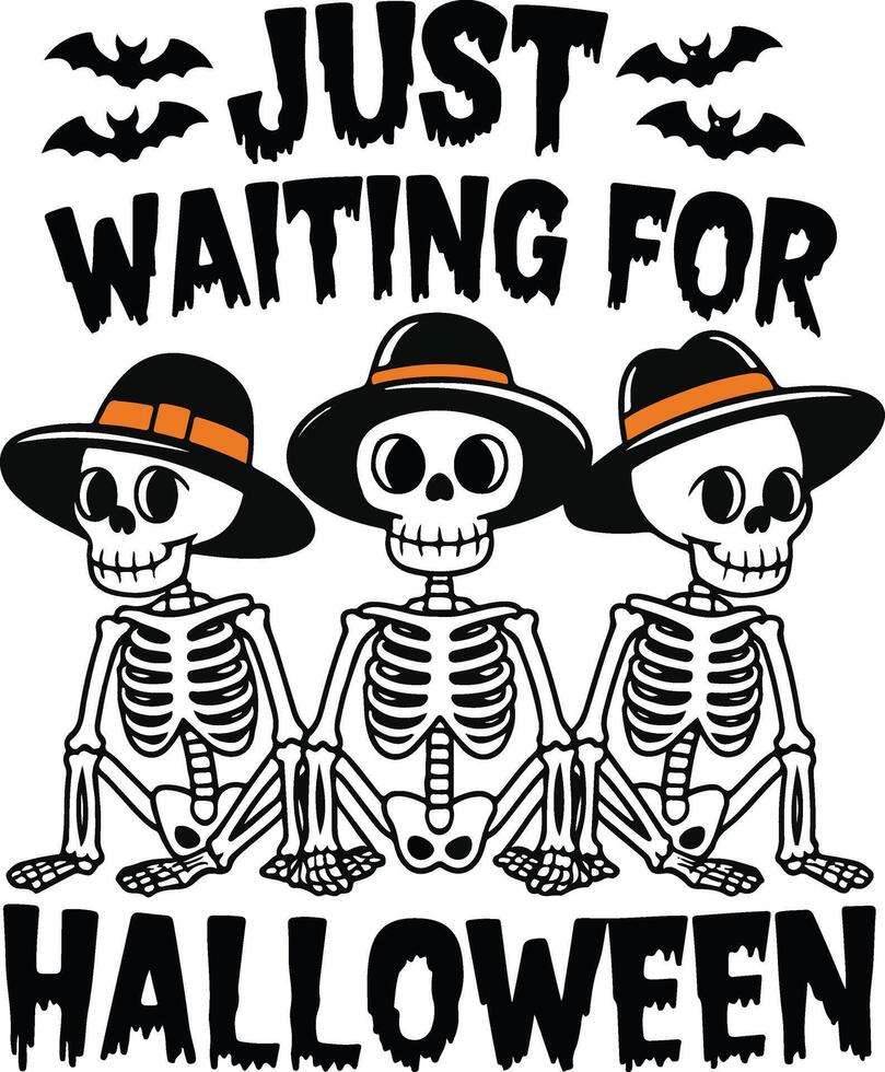 Halloween-Ready Skull Friend Silhouette T-Shirt Design vector