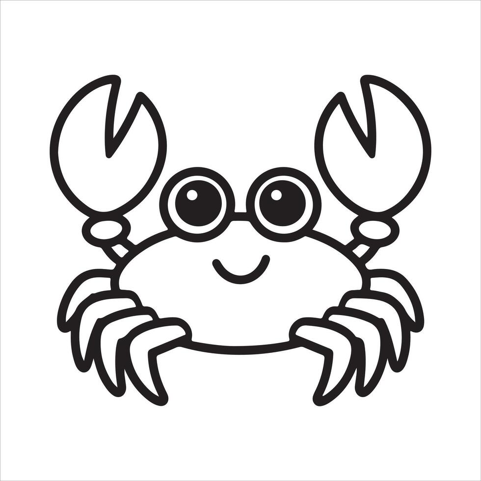 Cute Cartoon Crab Coloring Page for Kids - Hand-Drawn Outline vector