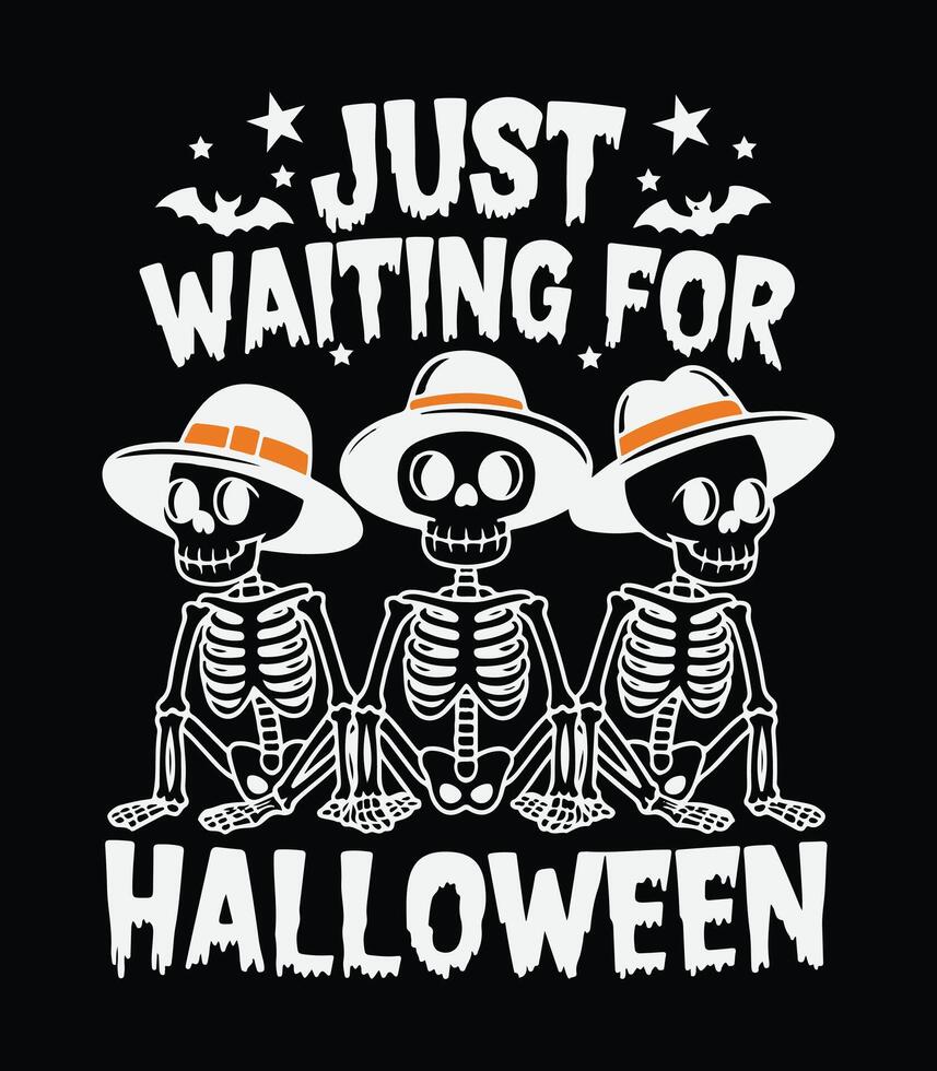 Silhouette Skull Friend Eager for Halloween T-Shirt Design vector
