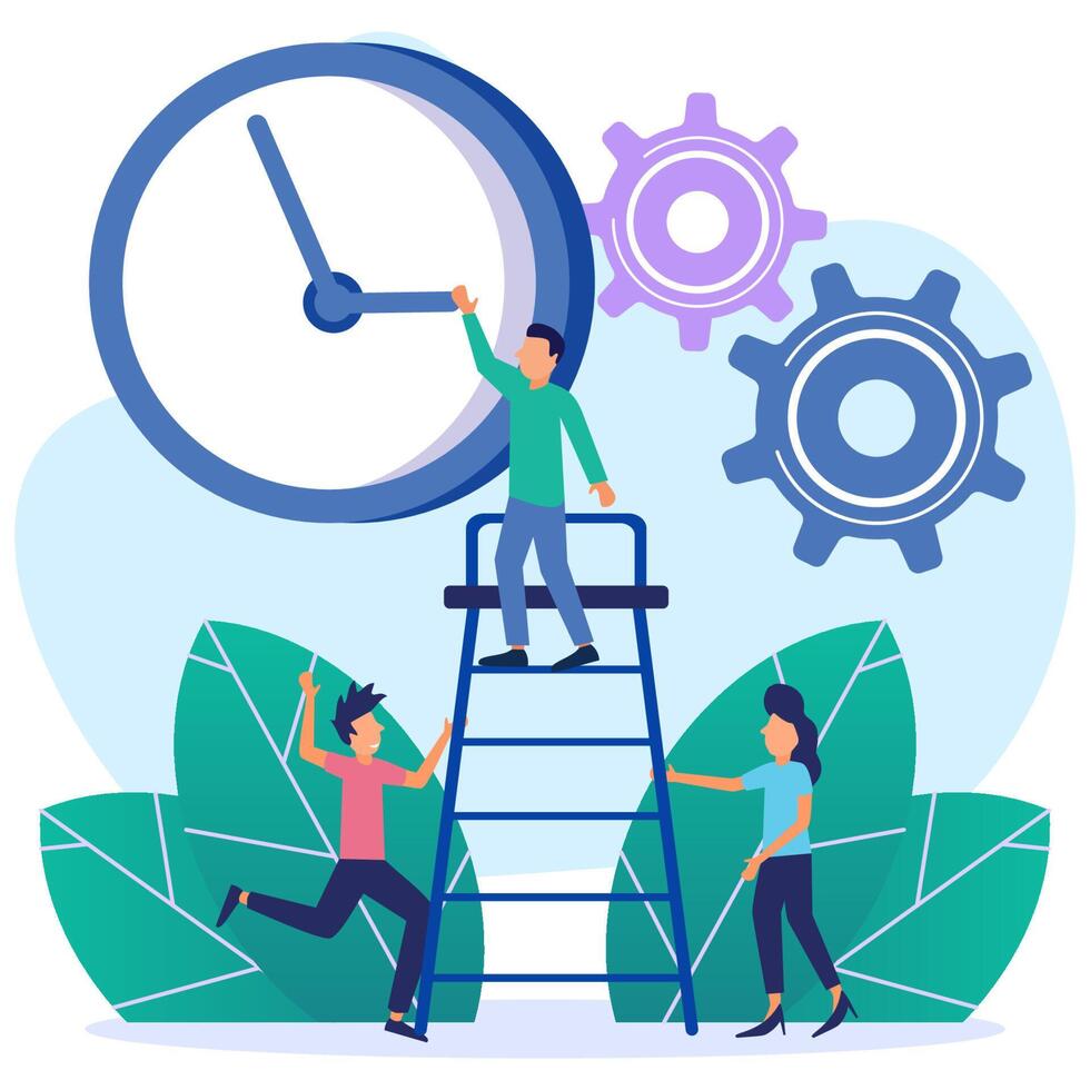 llustration graphic cartoon character of time management vector