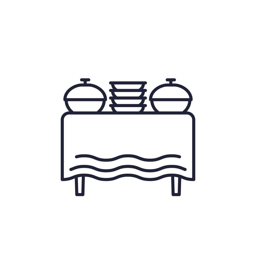 buffet table line icon on white vector