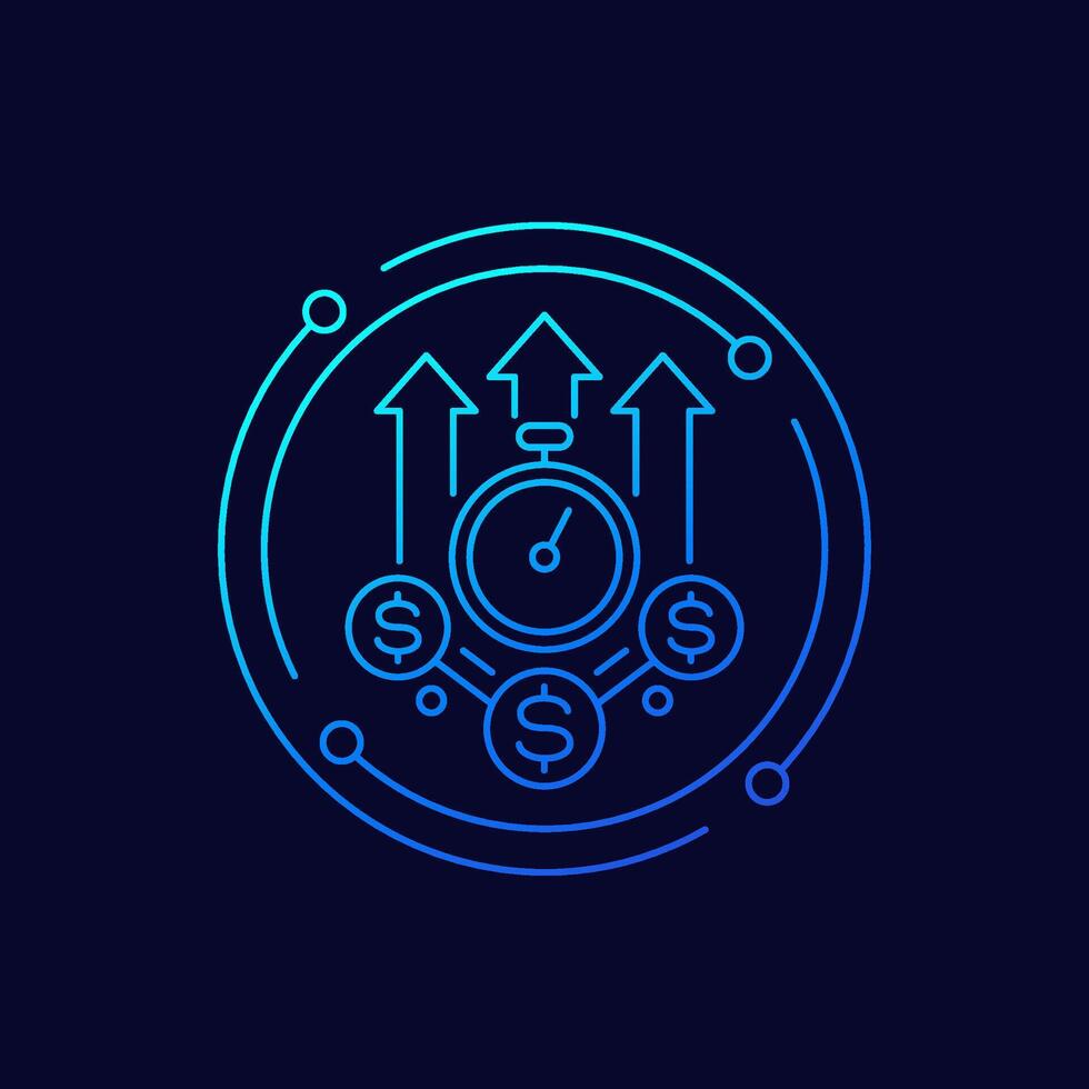 fast growth icon, linear design vector