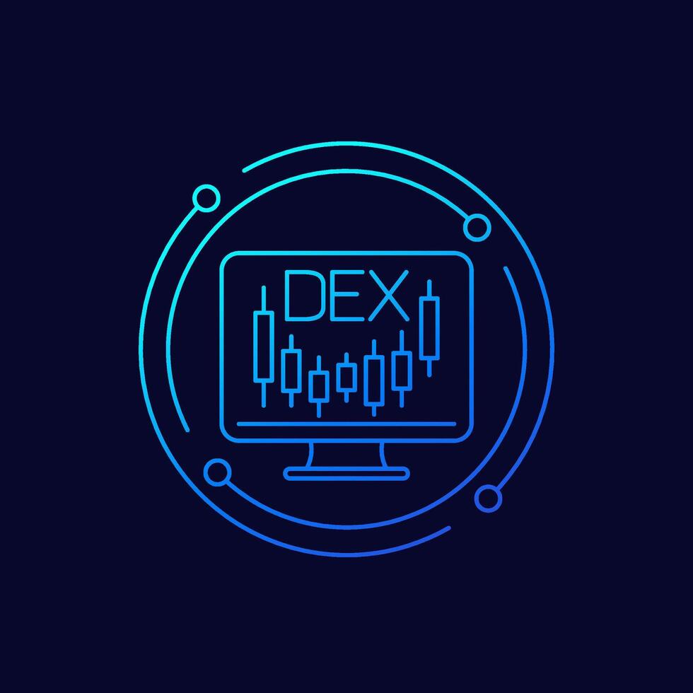 DEX, Decentralized exchange icon, linear design vector