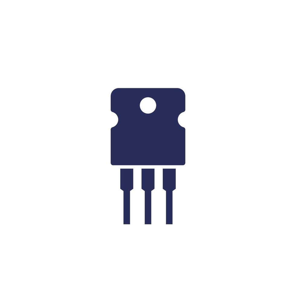 transistor icon on white, semiconductor pictogram vector