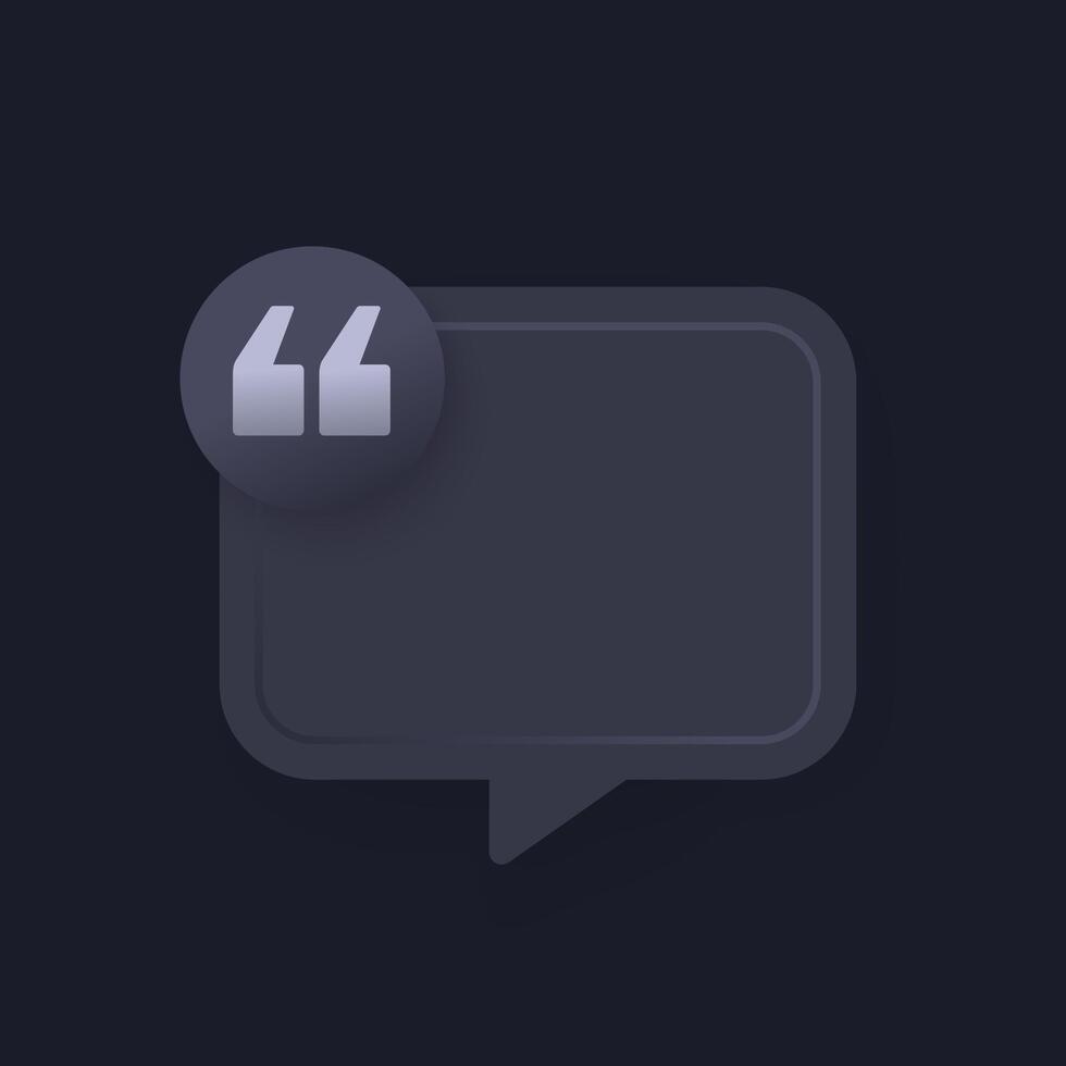 quote box, quotation frame dark design vector