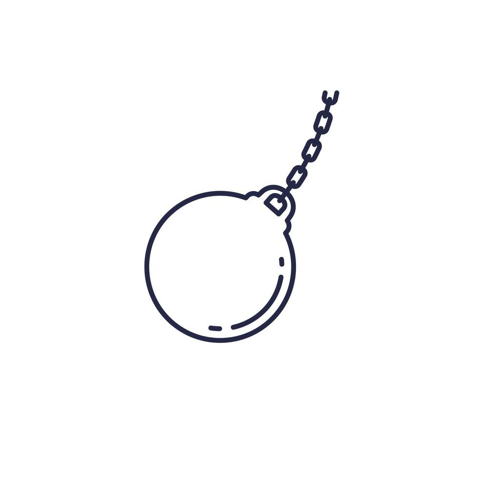 wrecking ball icon on white, line vector