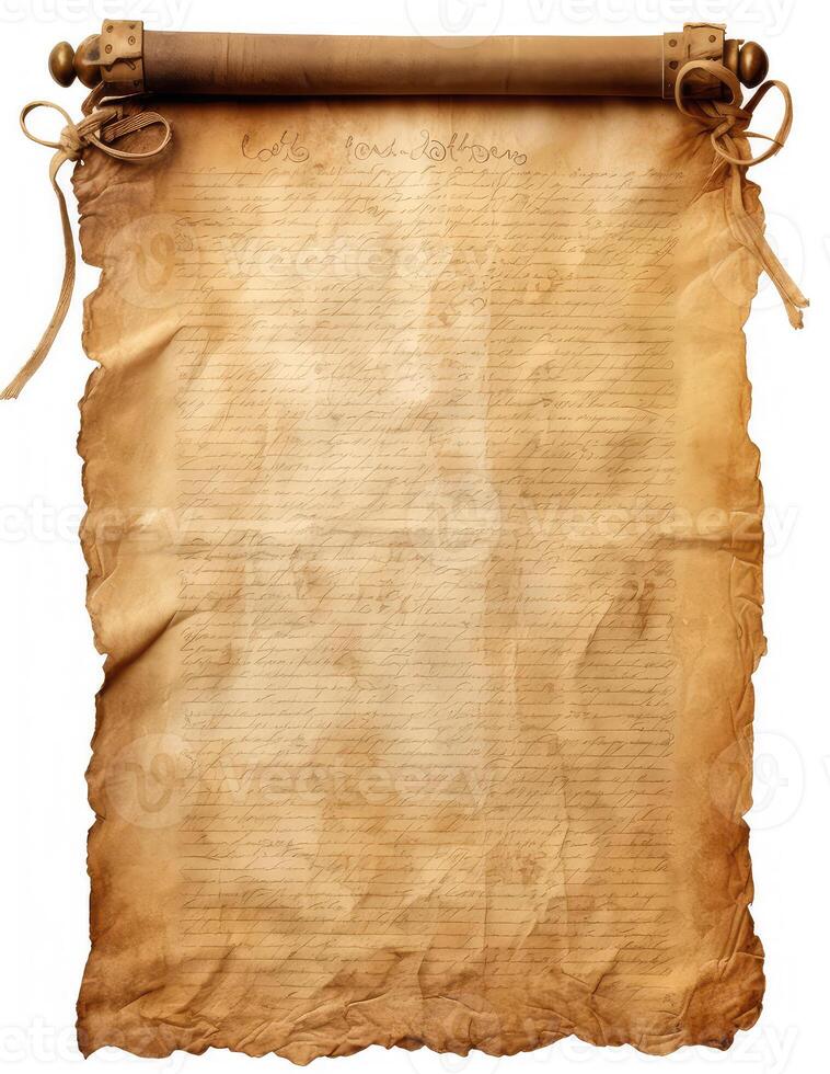 Antique parchment isolated on white photo