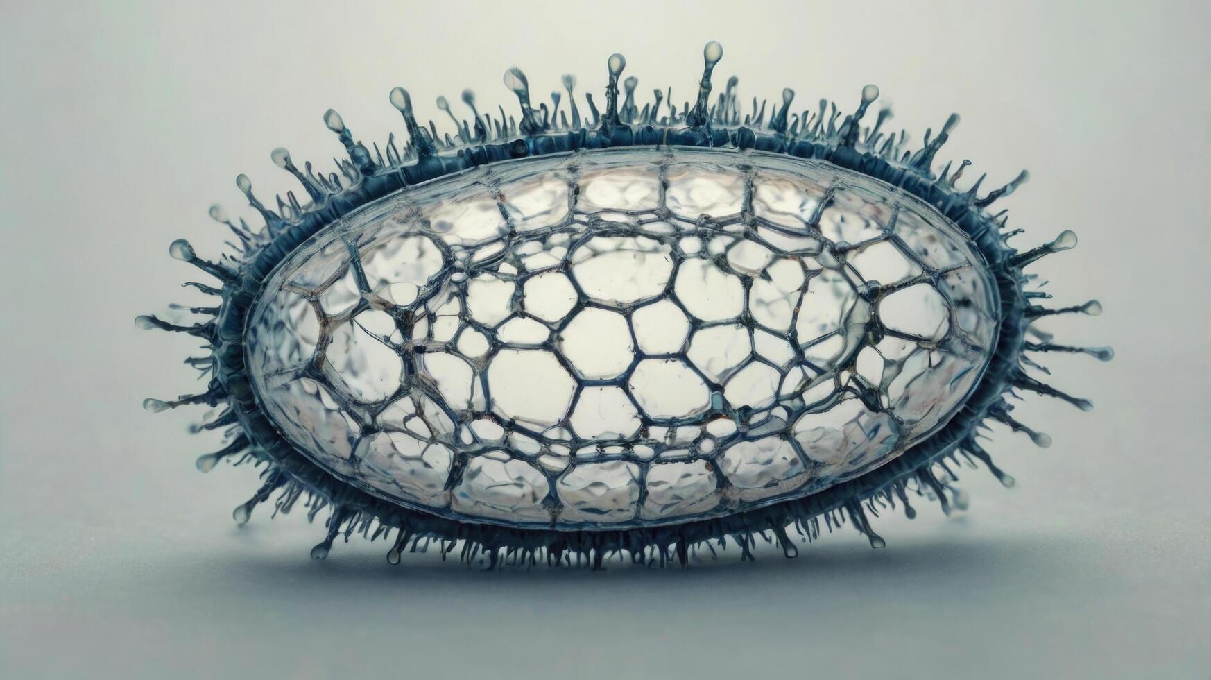 Virus close up view on light grey medical science background. photo
