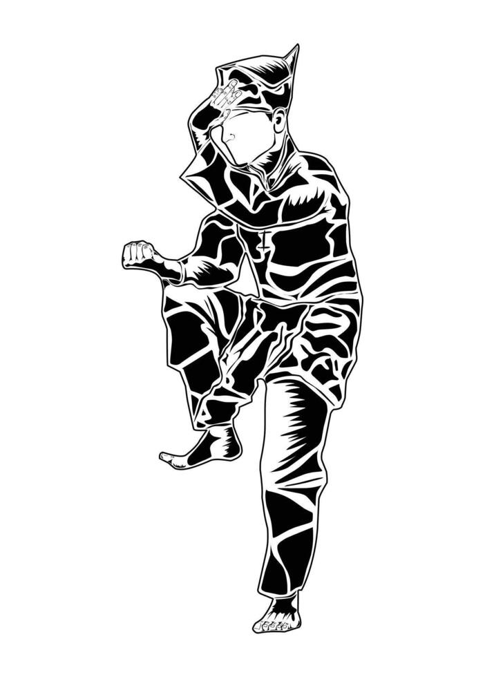 Stork movements in pencak silat martial arts vector