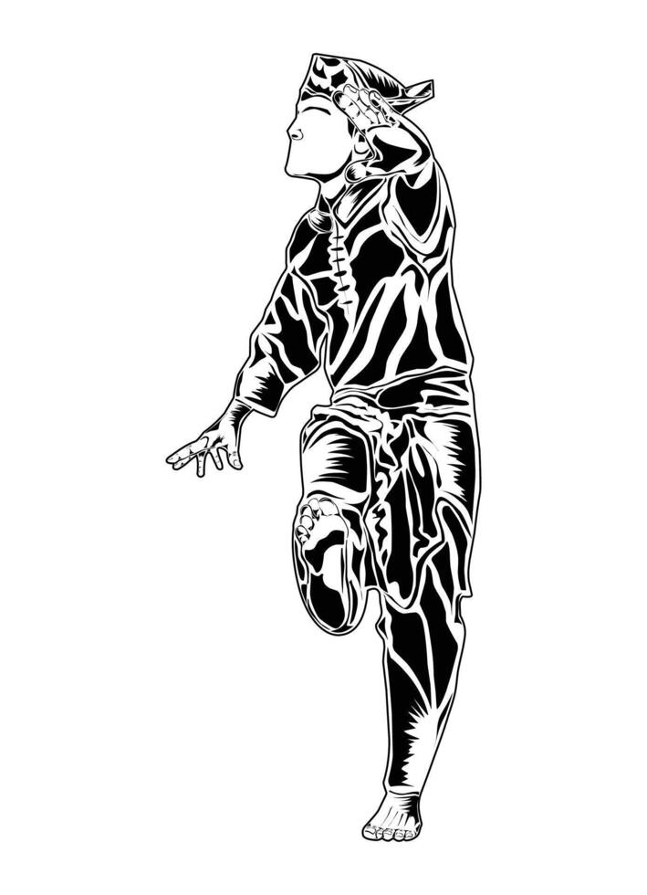 downward kick movement in pencak silat martial arts vector