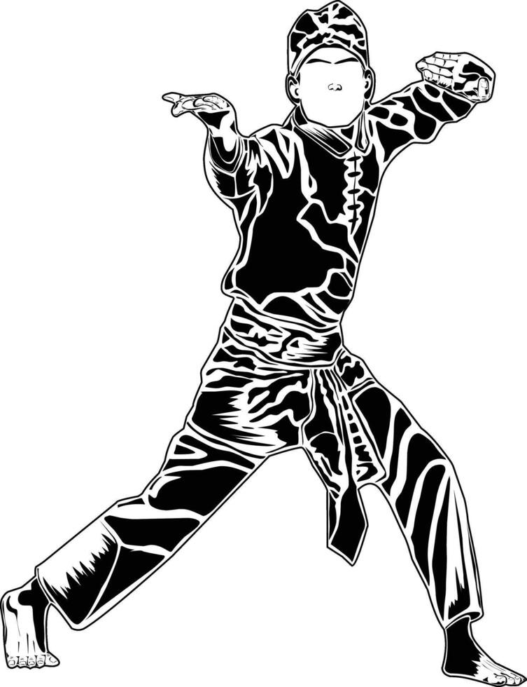 Pencak silat martial arts stance with arms outstretched vector