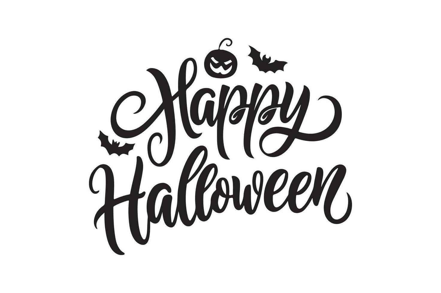 Happy Halloween typography calligraphy style with white background 11 vector