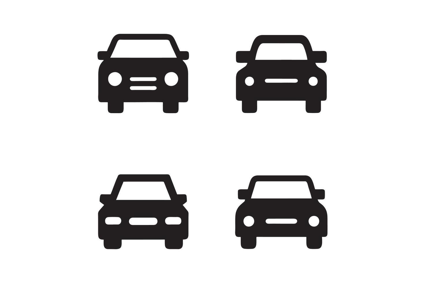 Car Front View silhouette style with white background vector