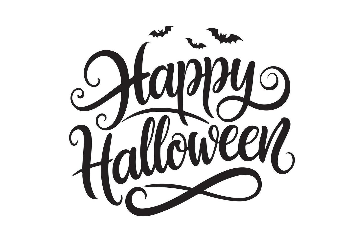 Happy Halloween typography calligraphy style with white background 10 vector