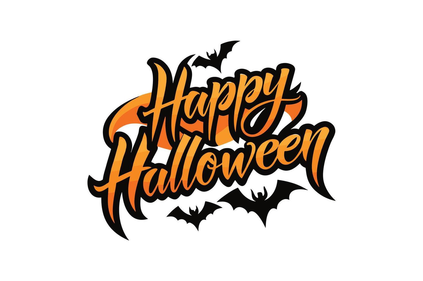 Happy Halloween typography calligraphy style with white background vector