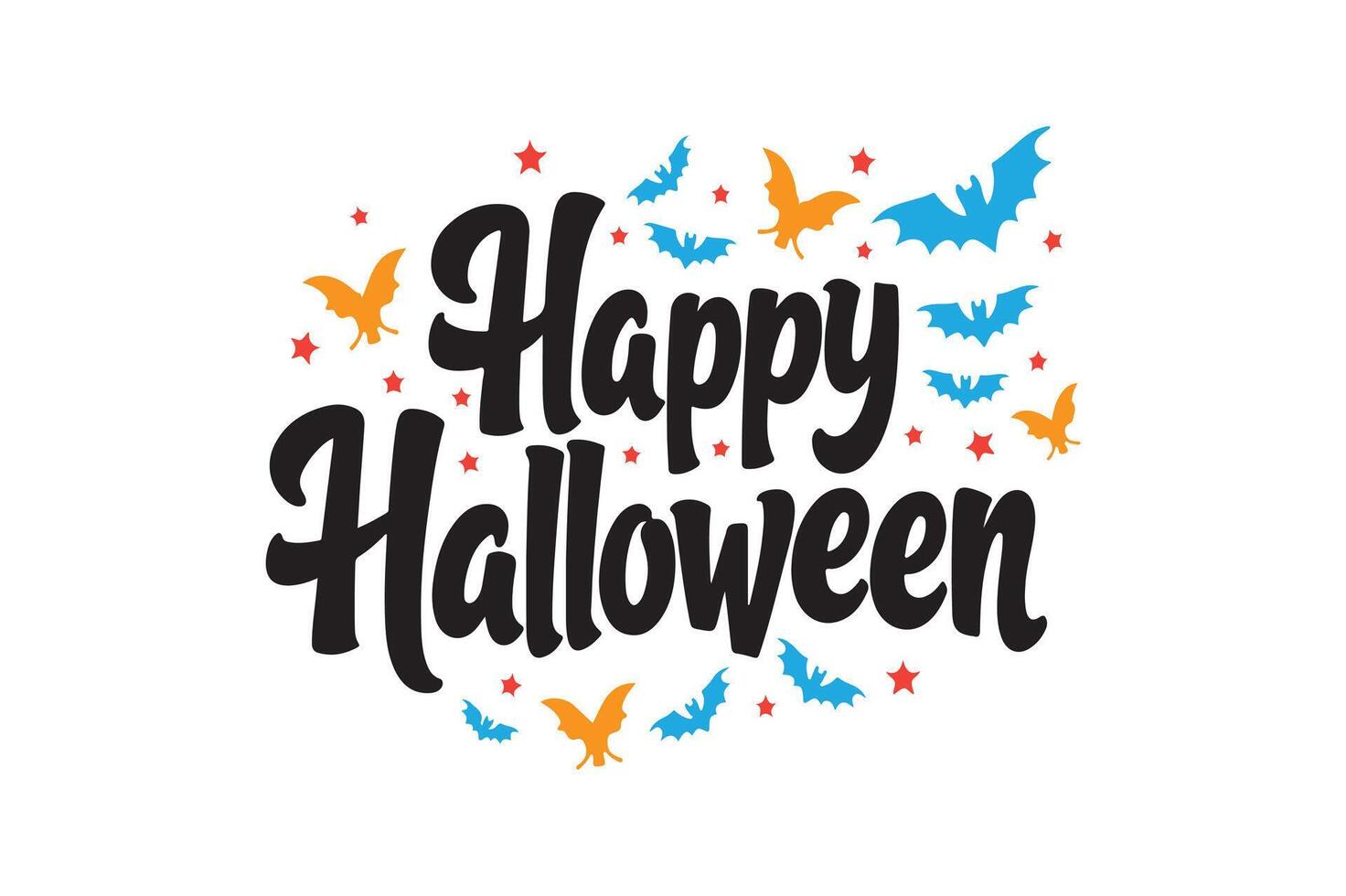 Happy Halloween typography calligraphy style with white background 9 vector