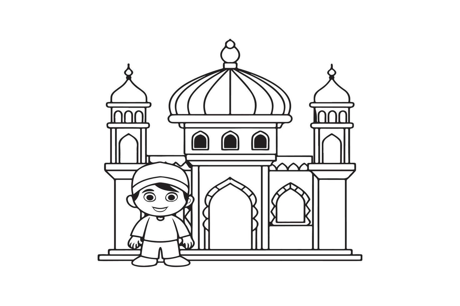 The Mosque silhouette style with white background vector
