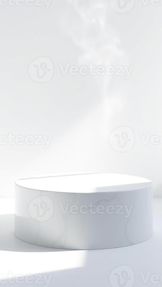 Minimalist White Marble Platform With Sunlight Shadow photo