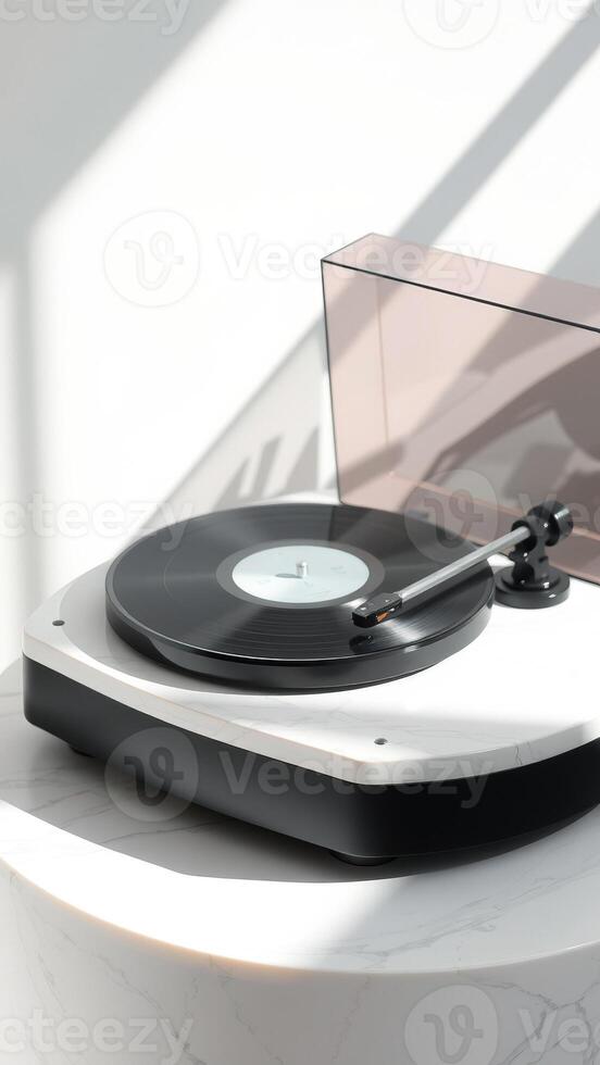 Turntable on Marble Surface with Minimalist Aesthetic photo