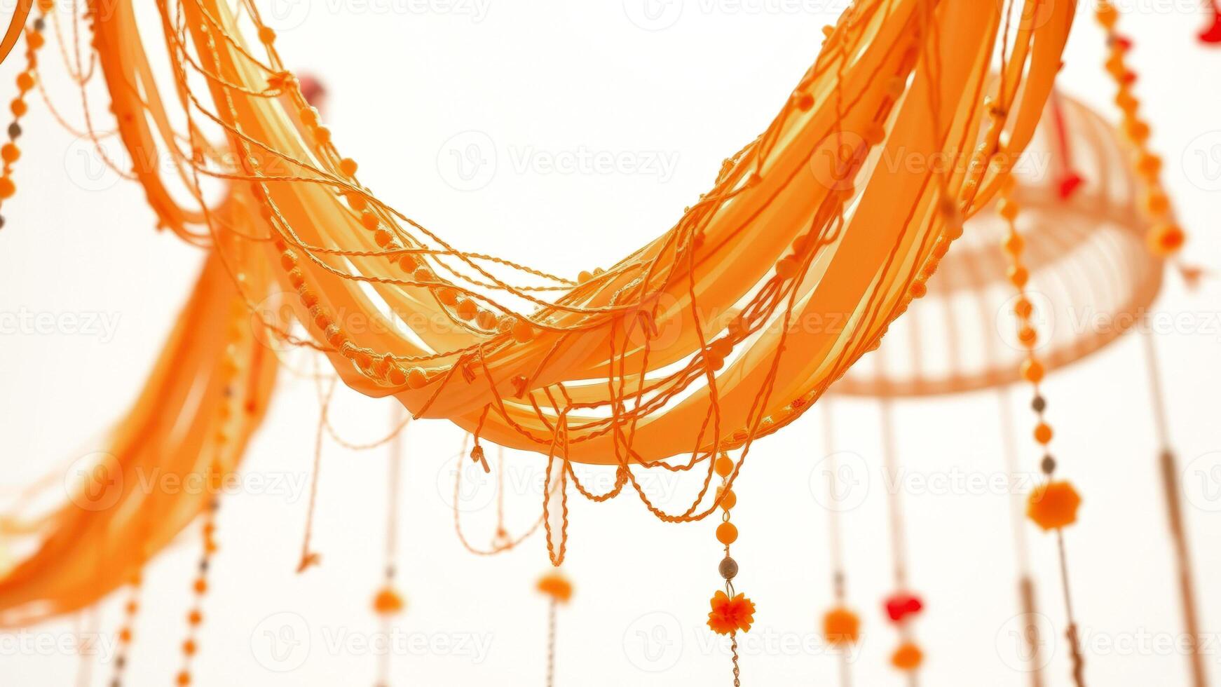 Orange Fabric and Bead Garland photo