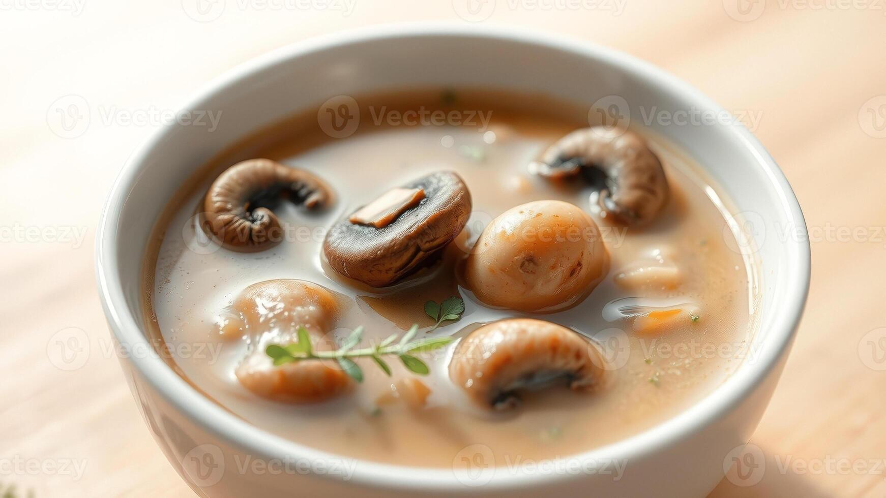 Mushroom Soup in a White Bowl photo