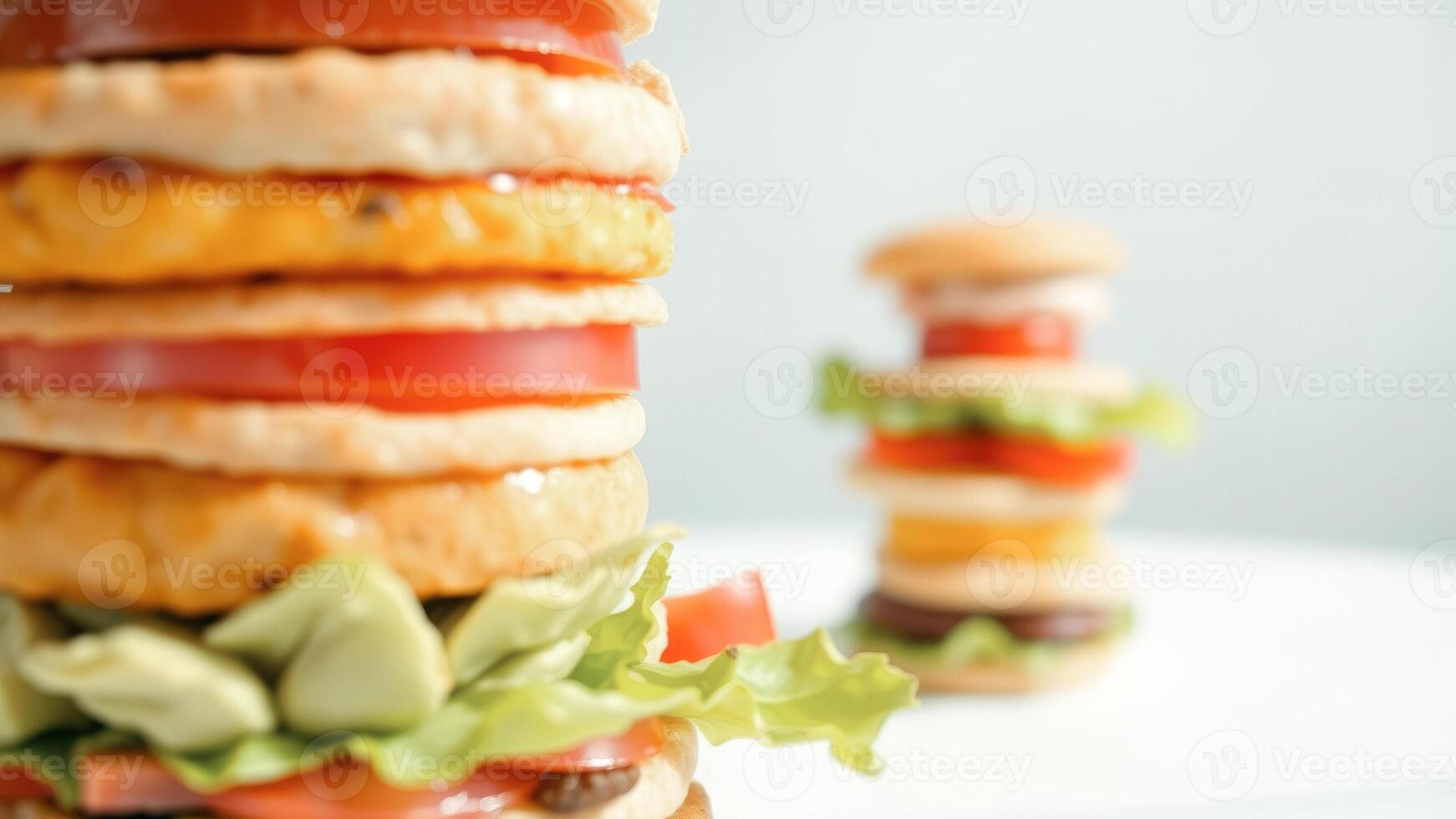 Closeup of a giant burger with lettuce and tomato photo