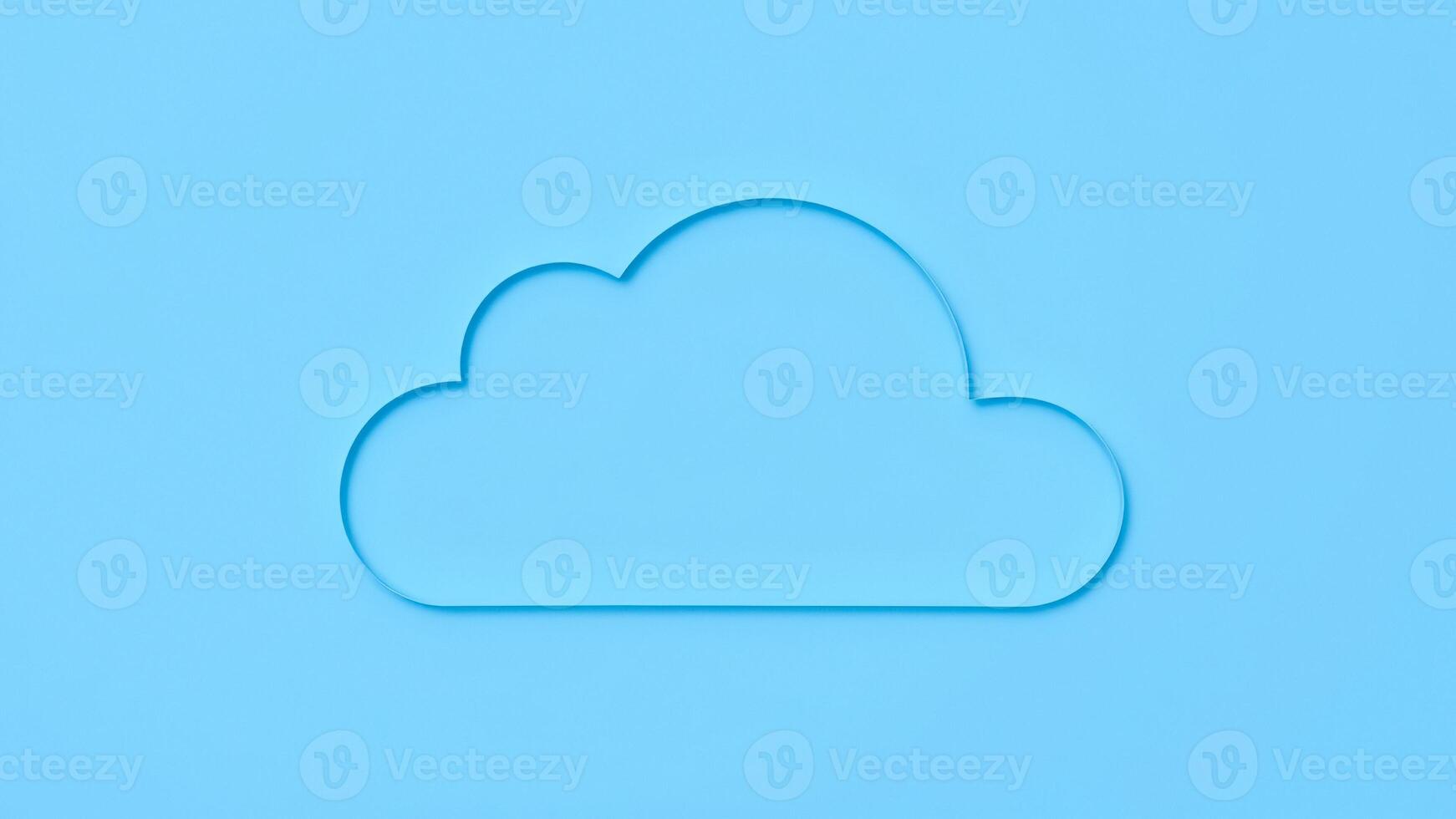 3D Cloud Icon on Blue Background photo