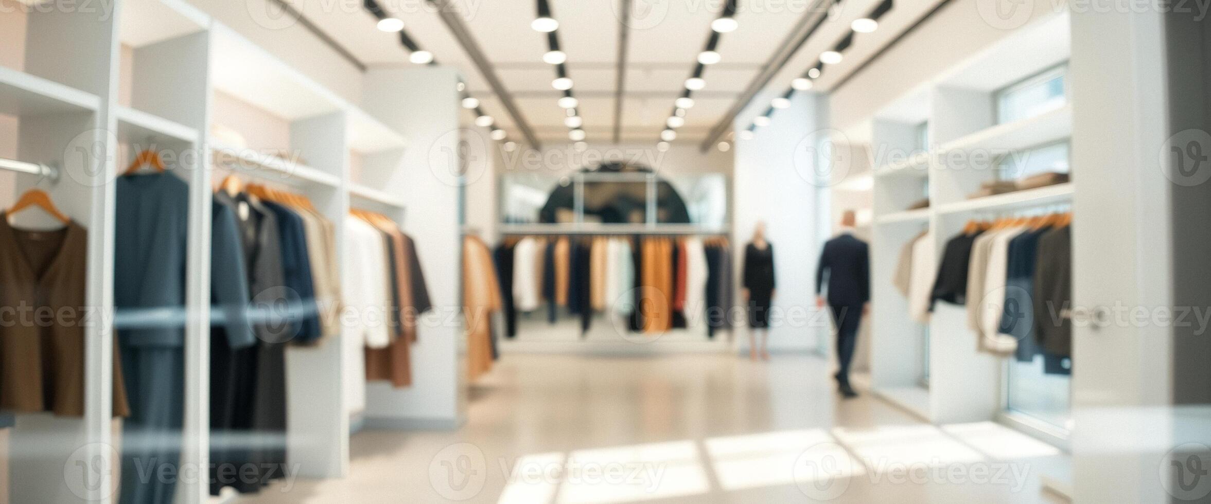 Abstract Blurred Background of Clothing Store Interior photo