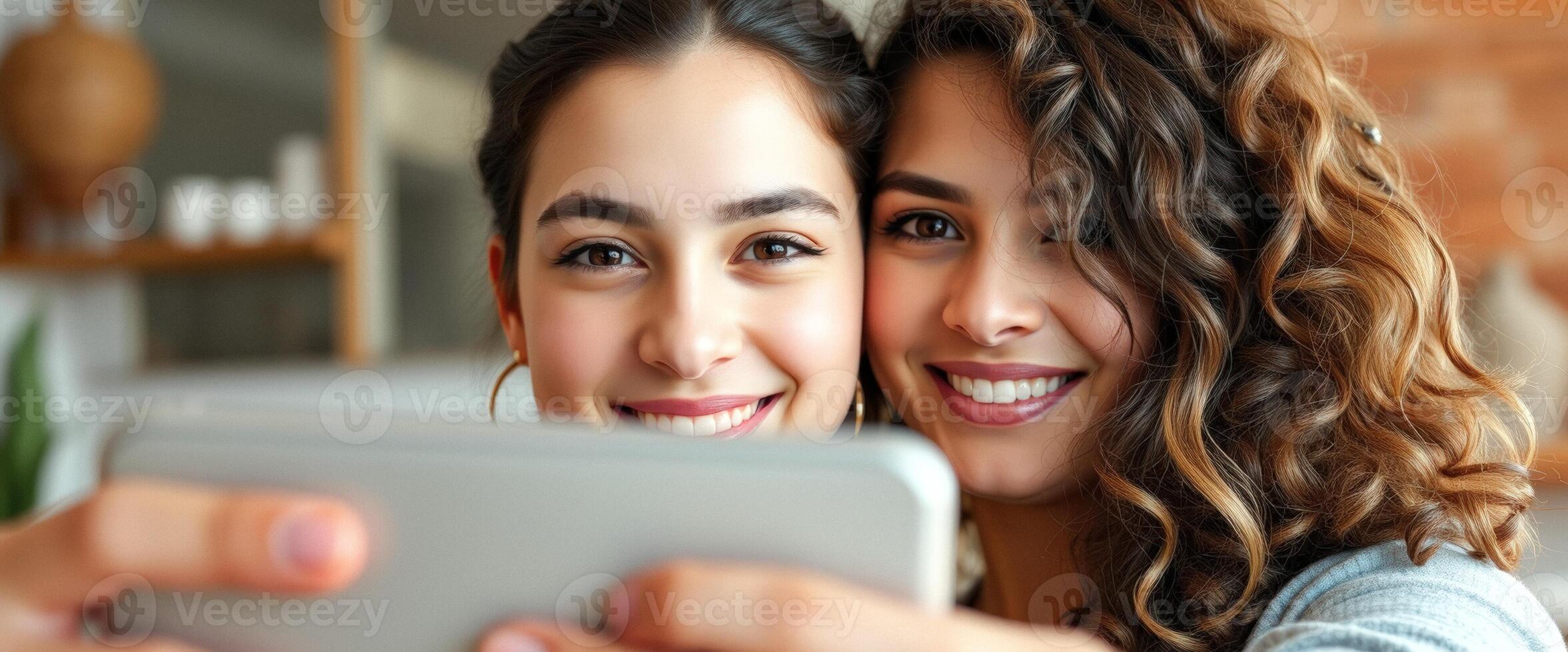 Two Beautiful Friends Taking a Selfie Together photo