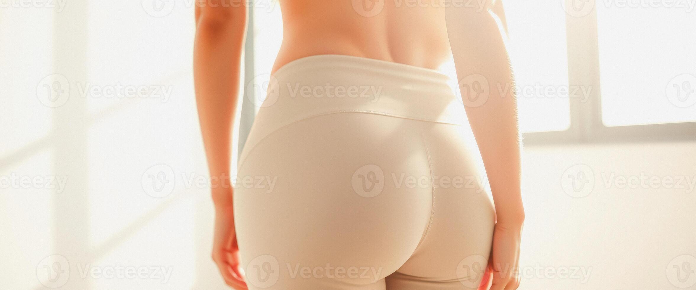 Woman in Beige Leggings Standing in Sunlight photo
