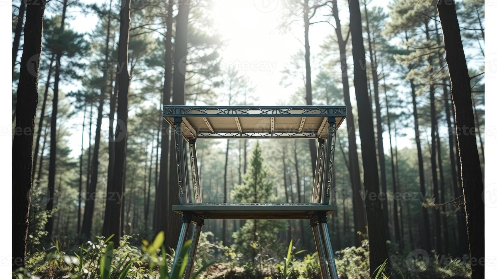 Steel Table in a Forest photo