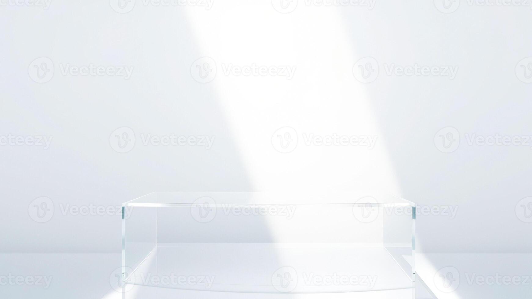 Minimalist Glass Display Shelf With Sunlight photo